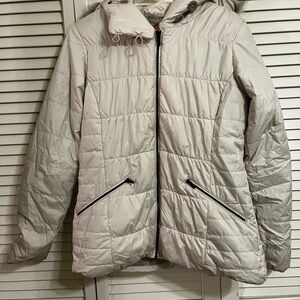 Light Beige Quilted Hooded Jacket